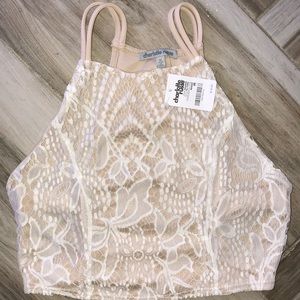 Creamy lace crop top